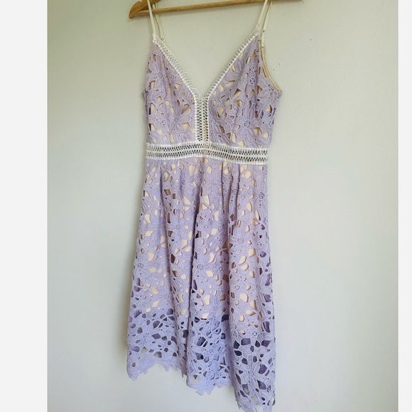 AQUA • Emma Lavender/Lilac Lace Midi Dress - Picture 7 of 10